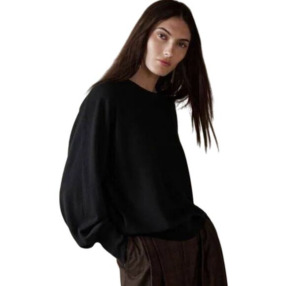 Banana Republic Telma Merino Wool Sweater Relaxed Long Sleeve Dolman Black XL - Picture 1 of 12